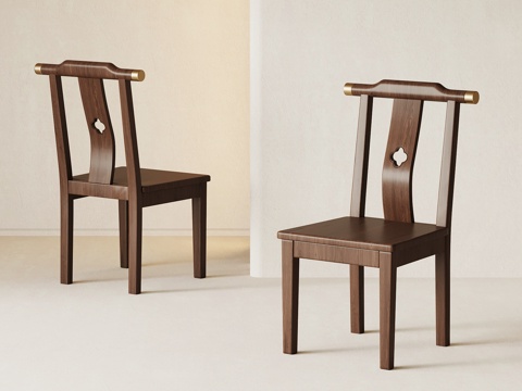  新中式餐椅 单椅 木椅3d模型 