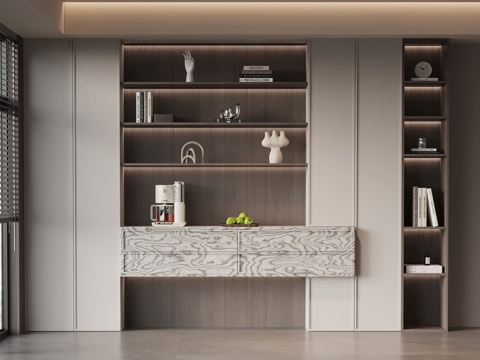  现代意式书柜 边柜 置物柜3d模型 