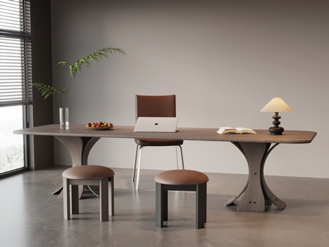  现代意式书桌椅 办公桌椅3d模型 