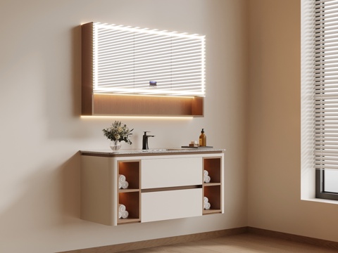  现代简约浴室柜 洗手台3d模型 