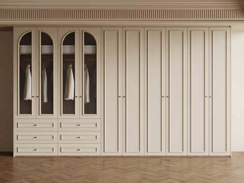 法式奶油风衣柜su模型