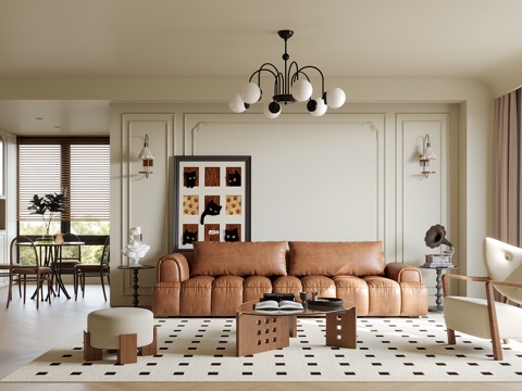 法式中古风客餐厅su模型