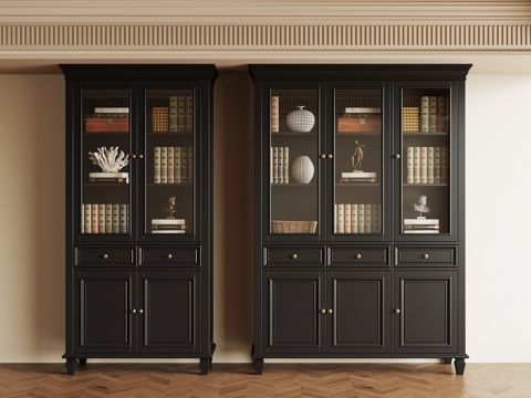  法式复古书柜3d模型 