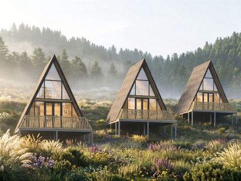 三角木屋民宿su模型