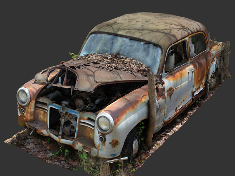  废弃的欧洲汽车3d模型 