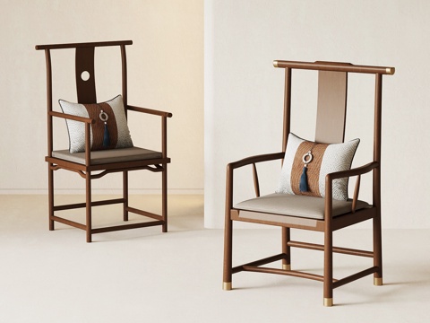  新中式椅子 太师椅 官帽椅3d模型 