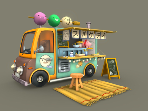  日本餐车3d模型 
