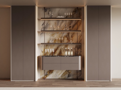 现代意式酒柜su模型