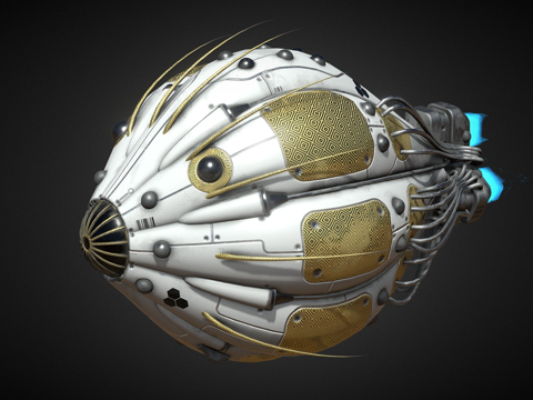  科幻个人太空舱飞船3d模型 