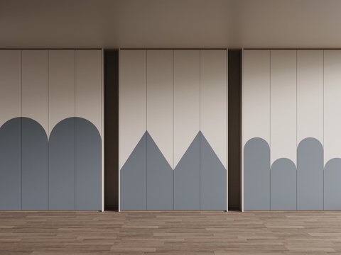 现代儿童房衣柜su模型