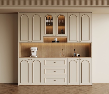  法式奶油风酒柜 餐边柜3d模型 