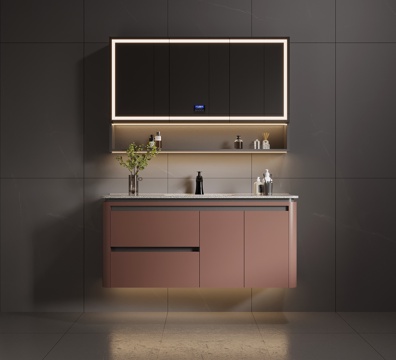 现代极简浴室柜 洗手台su模型