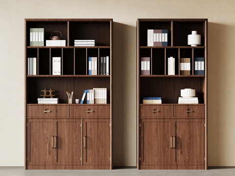  新中式书柜 置物柜3d模型 