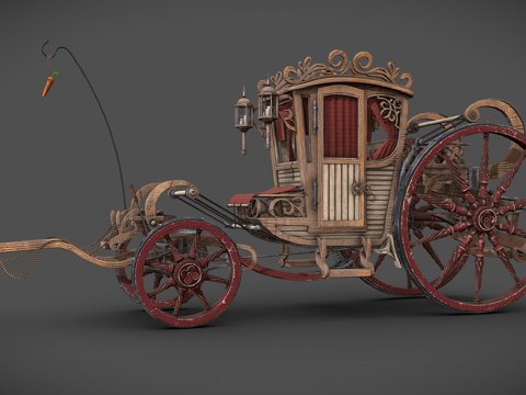  木质风格化马车3d模型 