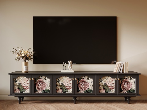 法式复古电视柜 边柜su模型