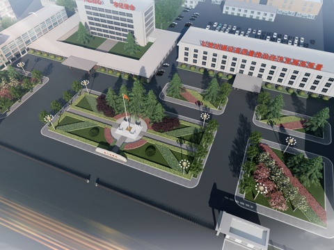 现代写字楼 党政机关 政府机关 政府机构 机关单位 广场景观su模型