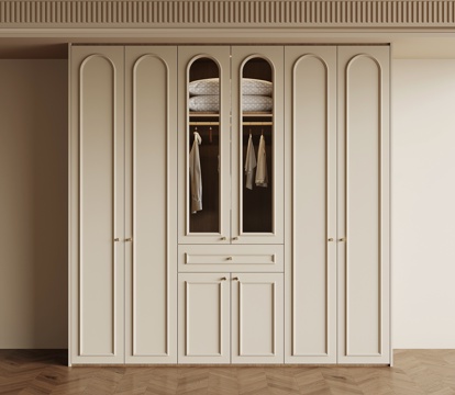 法式奶油风衣柜su模型