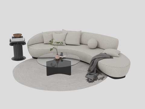  现代沙发茶几组合3d模型 