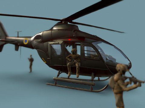  直升机 EC135  特种部队3d模型 
