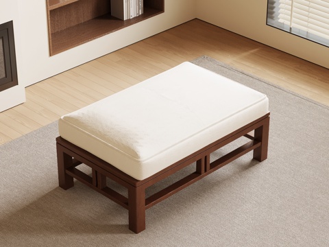  新中式沙发凳 床尾凳 换鞋凳3d模型 