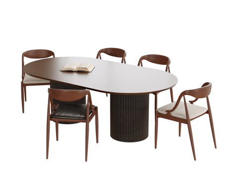  现代餐桌椅组合 餐椅 餐桌3d模型 