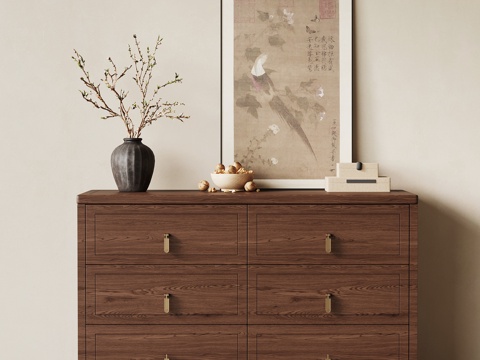  新中式玄关柜3d模型 