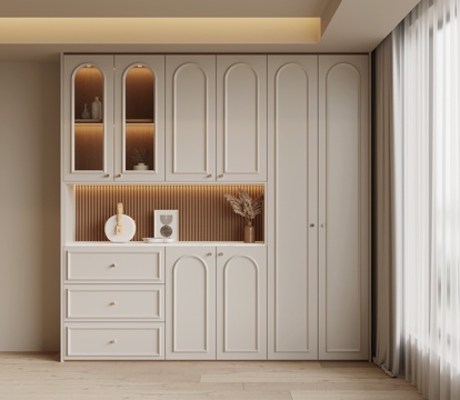 法式奶油风鞋柜 入户鞋柜su模型