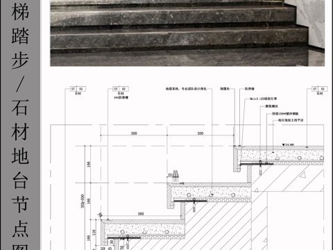 地面节点 石材地台  楼梯踏步cad施工图
