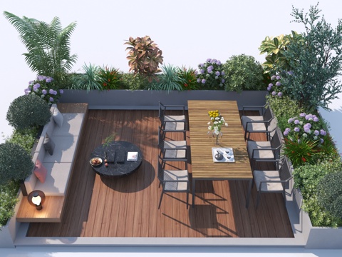  现在庭院休闲座椅组合3d模型 