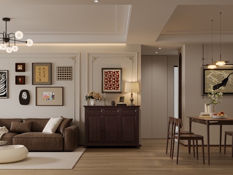  中古风客餐厅3d模型 