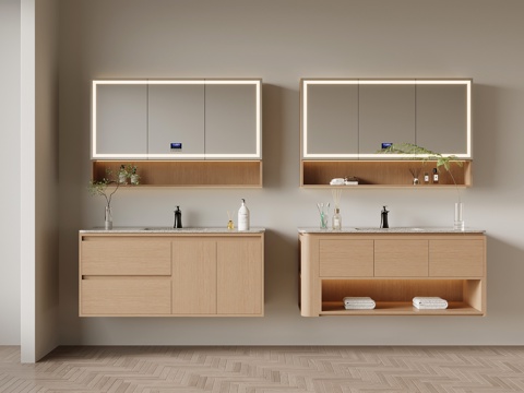  现代简约浴室柜 洗手台3d模型 