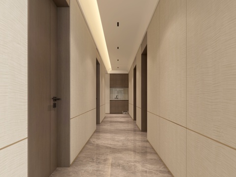  现代轻奢走廊 吊顶 护墙板3d模型 