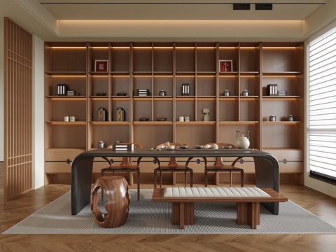 现代茶室su模型