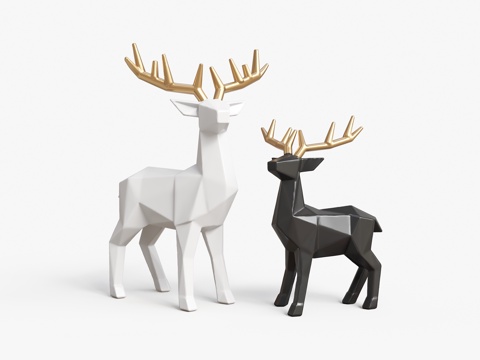  现代雕塑 景观雕塑 低多边形鹿 鹿 雕塑摆件 金属雕塑摆件3d模型 