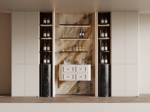 现代意式酒柜 餐边柜su模型