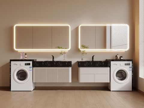  现代简约浴室柜 洗衣机柜3d模型 