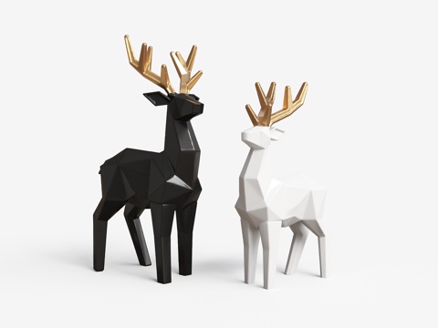  现代雕塑 景观雕塑 低多边形鹿 鹿 雕塑摆件 金属雕塑摆件3d模型 