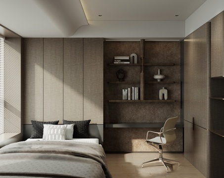  意式单人榻榻米小卧室3d模型 