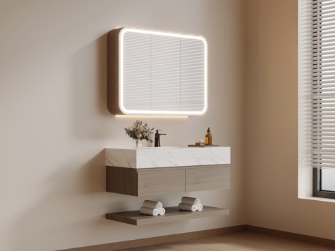  现代简约浴室柜 洗漱用品3d模型 