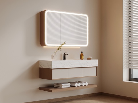  现代简约浴室柜 洗漱用品3d模型 