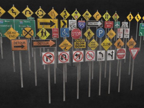  道路标志3d模型 