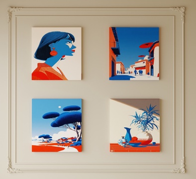 现代挂画su模型