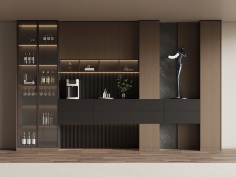 现代意式酒柜 餐边柜su模型