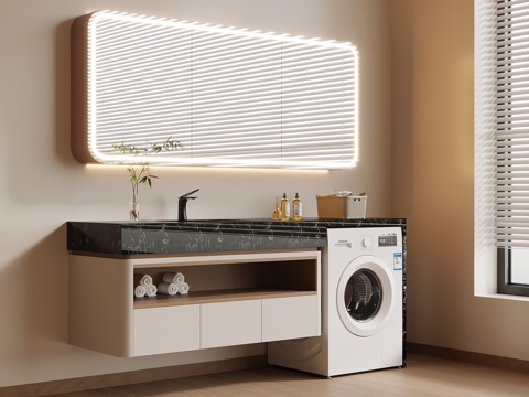  现代简约浴室柜 洗衣机柜3d模型 