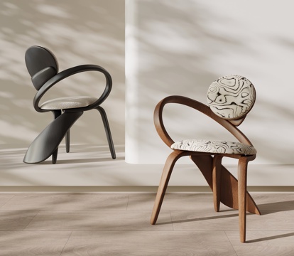 法式中古餐椅 单椅 休闲椅su模型