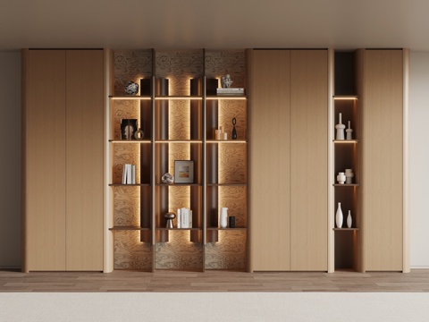  现代意式书柜 书架3d模型 