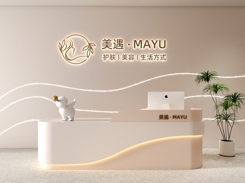 美容院前台   办公前台  简约前台su模型