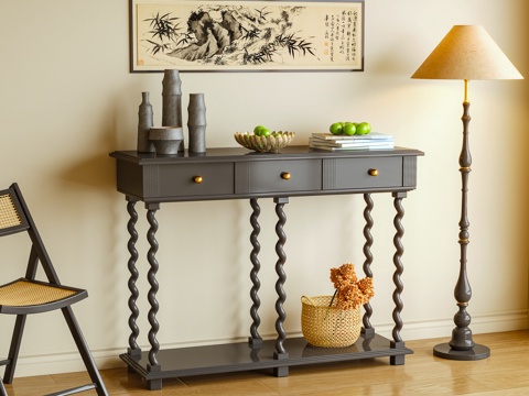  玄关柜 端景台 边柜 装饰画 摆件3d模型 