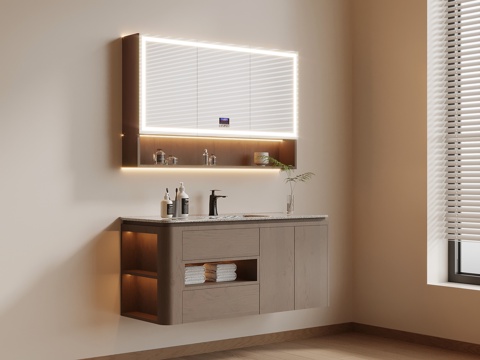  现代简约浴室柜 洗漱用品3d模型 