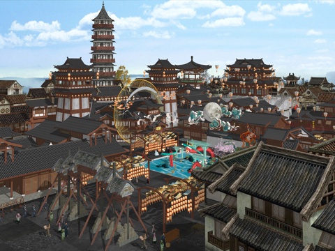 网红打卡国潮古风非遗文化中秋节su模型